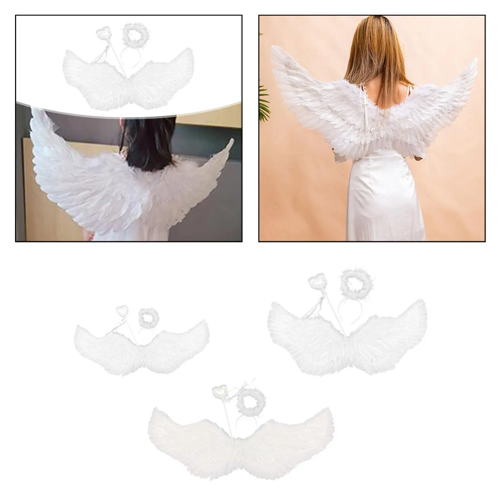 Angel Wing and Halo Set Fancy Dress White for Cosplay Photography Festive Angel Wing and Halo Set Fancy Dress White for Cosplay Photography Festive