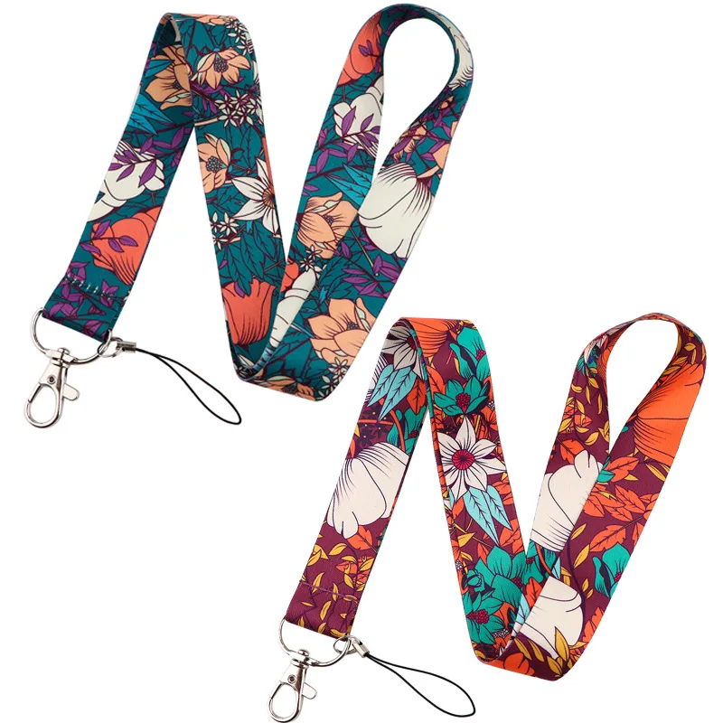 Cordón floral para teléfono con soporte para tarjeta
