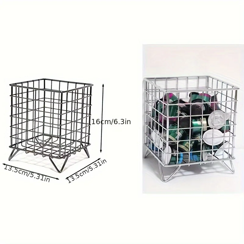 Cesta de almacenaje nórdica moderna en acero inoxidable con rejilla - imagen 3