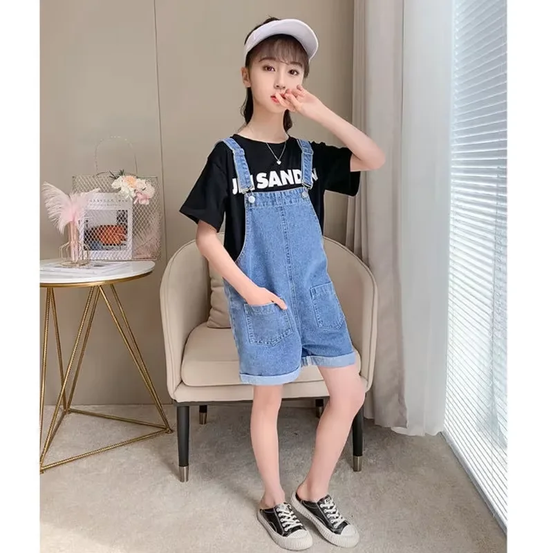 Monos de mezclilla para niñas - Novedad verano denim versátil - imagen 3