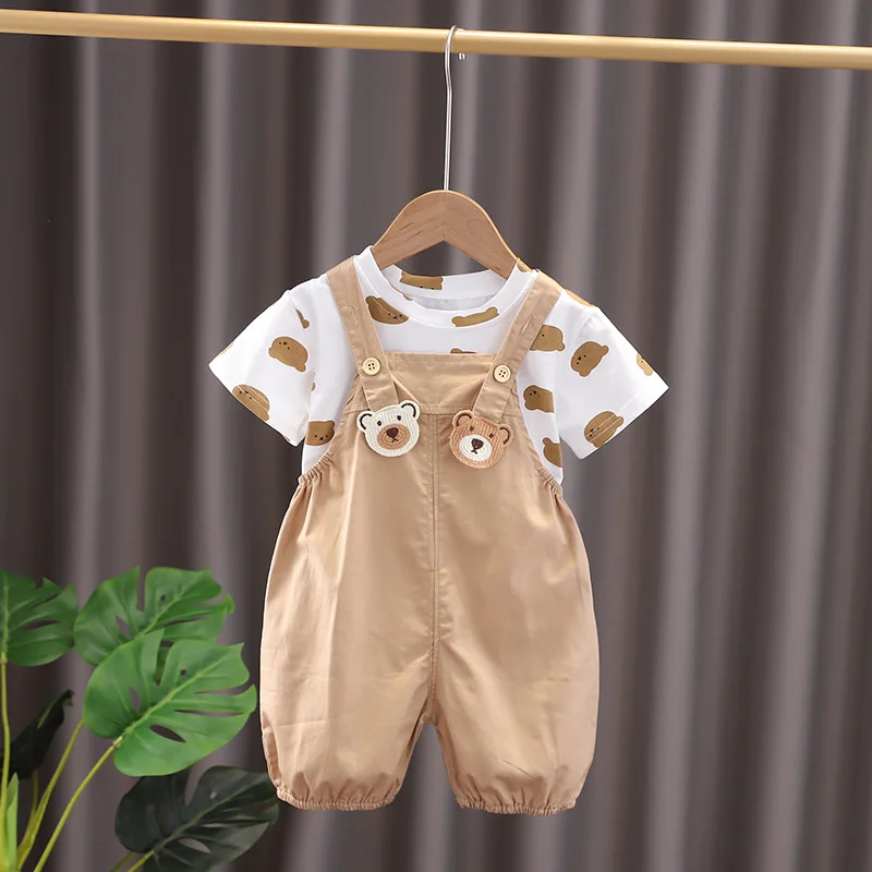 Conjunto verano niños: camiseta dibujos animados + shorts tirantes - imagen 2