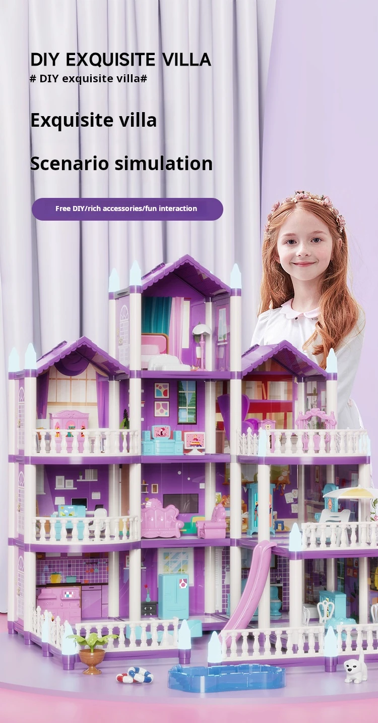 Casa de muñecas grande en color violeta