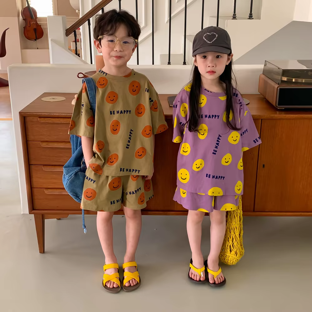 Pantalones cortos infantiles estilo coreano con estampado sonriente - imagen 2