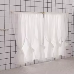Cortina de encaje blanco para casa de muñecas en miniatura
