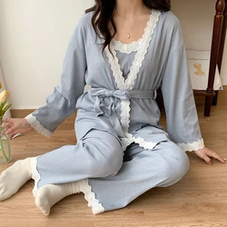 Pijama maternidad lactancia de algodón con encaje suave y cómodo