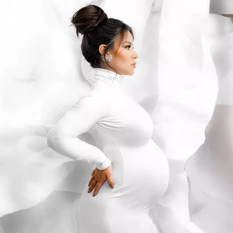Vestido de maternidad largo para sesión fotográfica – ajuste suave - imagen 5