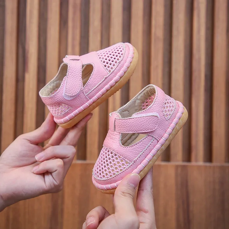 Sandalias infantiles de piel auténtica con suela suave para verano - imagen 2