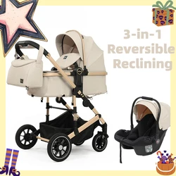 Cochecito reversible Kidilo con vista alta, capazo y asiento reclinable