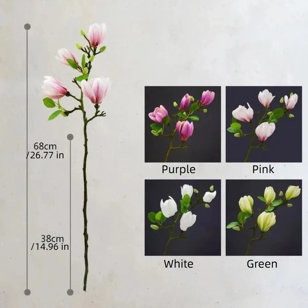 Capullos de magnolia artificial en tonos rosa y blanco