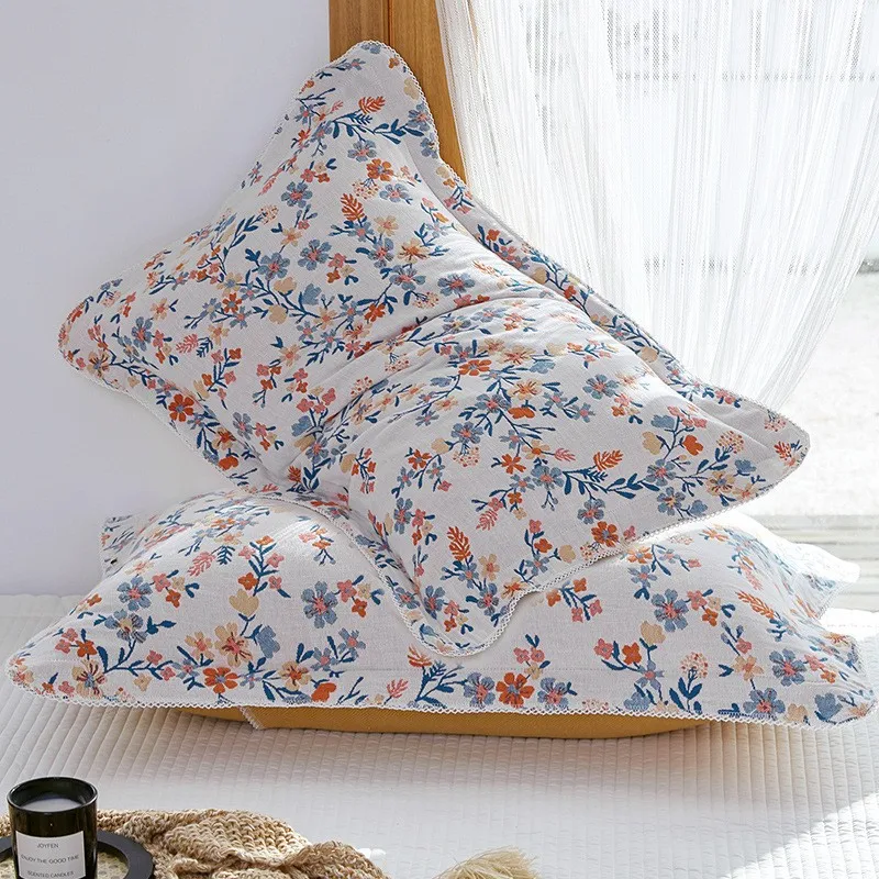 Funda de almohada muselina algodón con encaje y bordado - imagen 2
