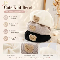 Gorro de punto elástico y transpirable con dibujo de oso
