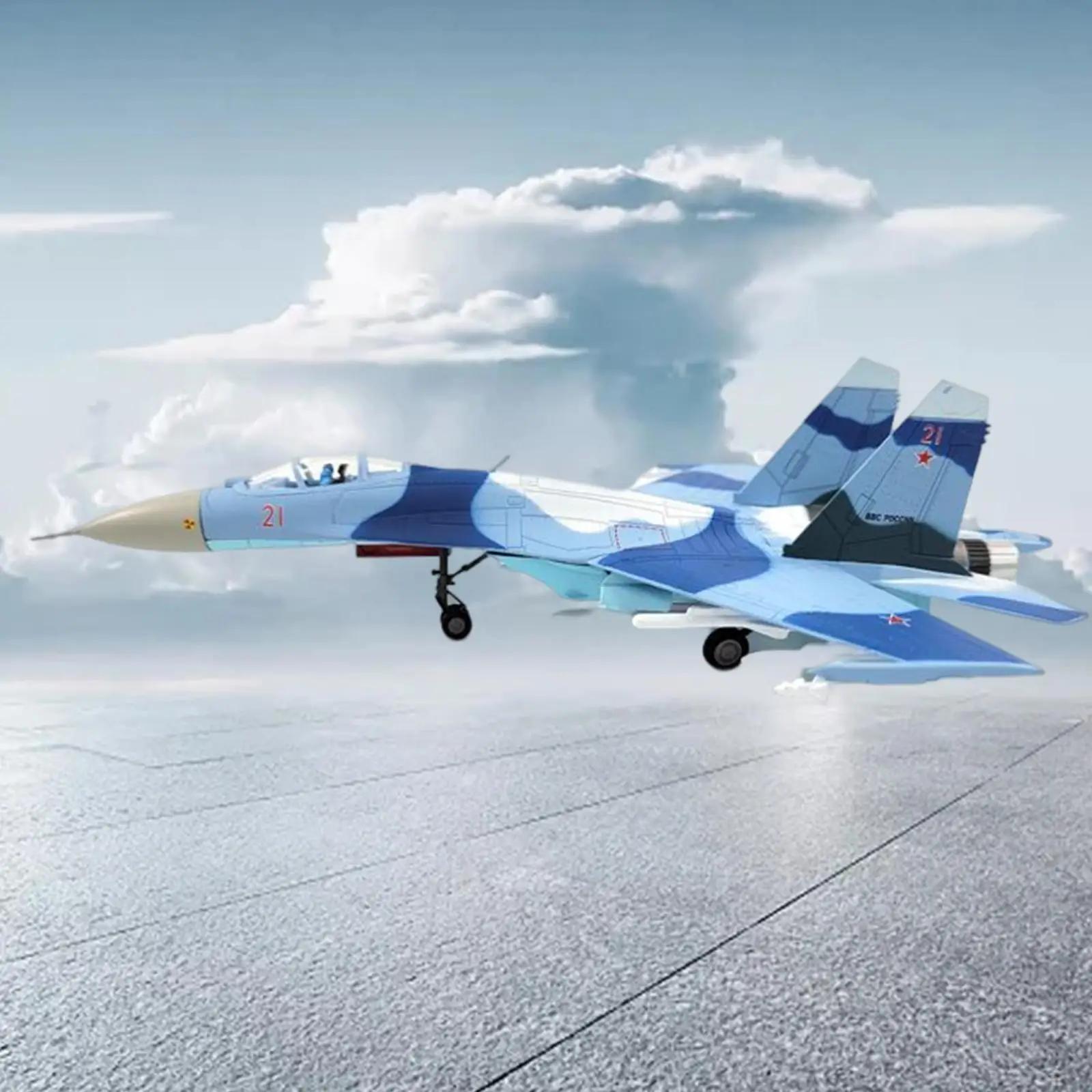 Avión SU-27 metálico con soporte para exposición en estantería - imagen 2