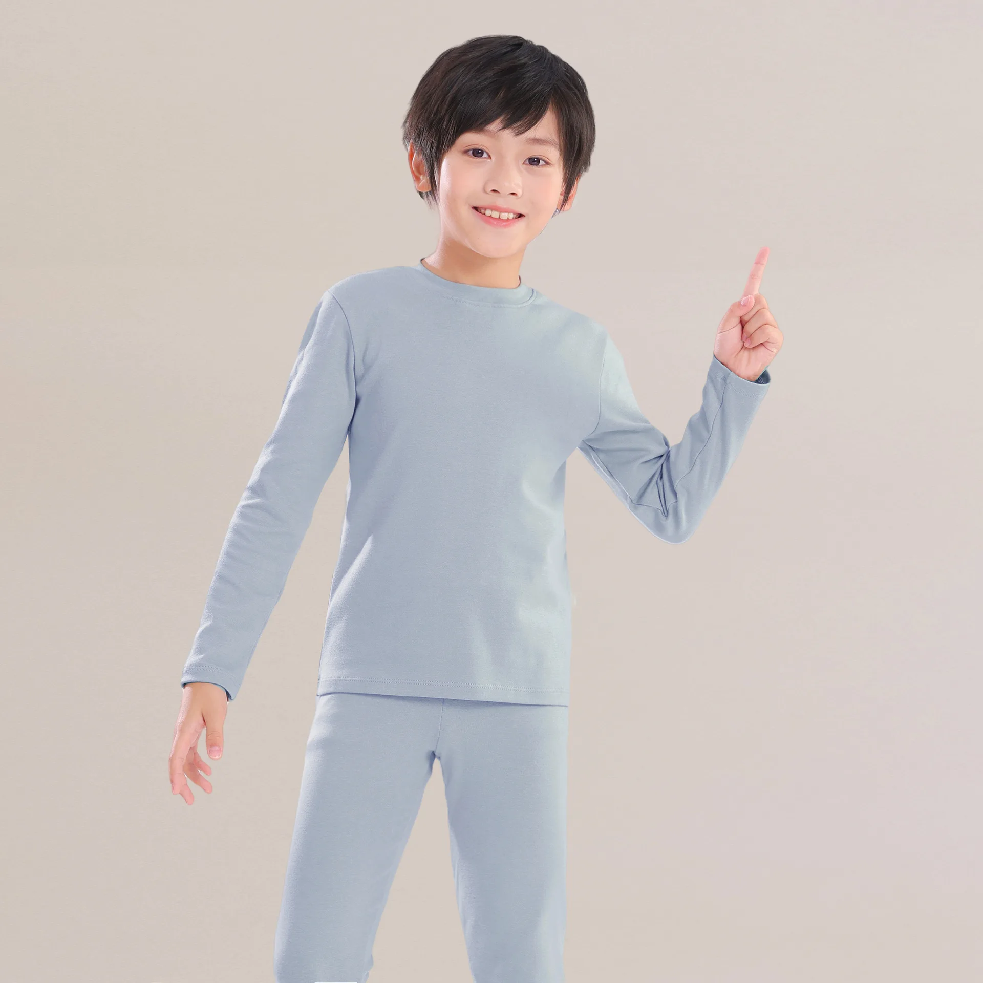 Pijama de algodón manga larga suave cómodo para niño y niña otoño