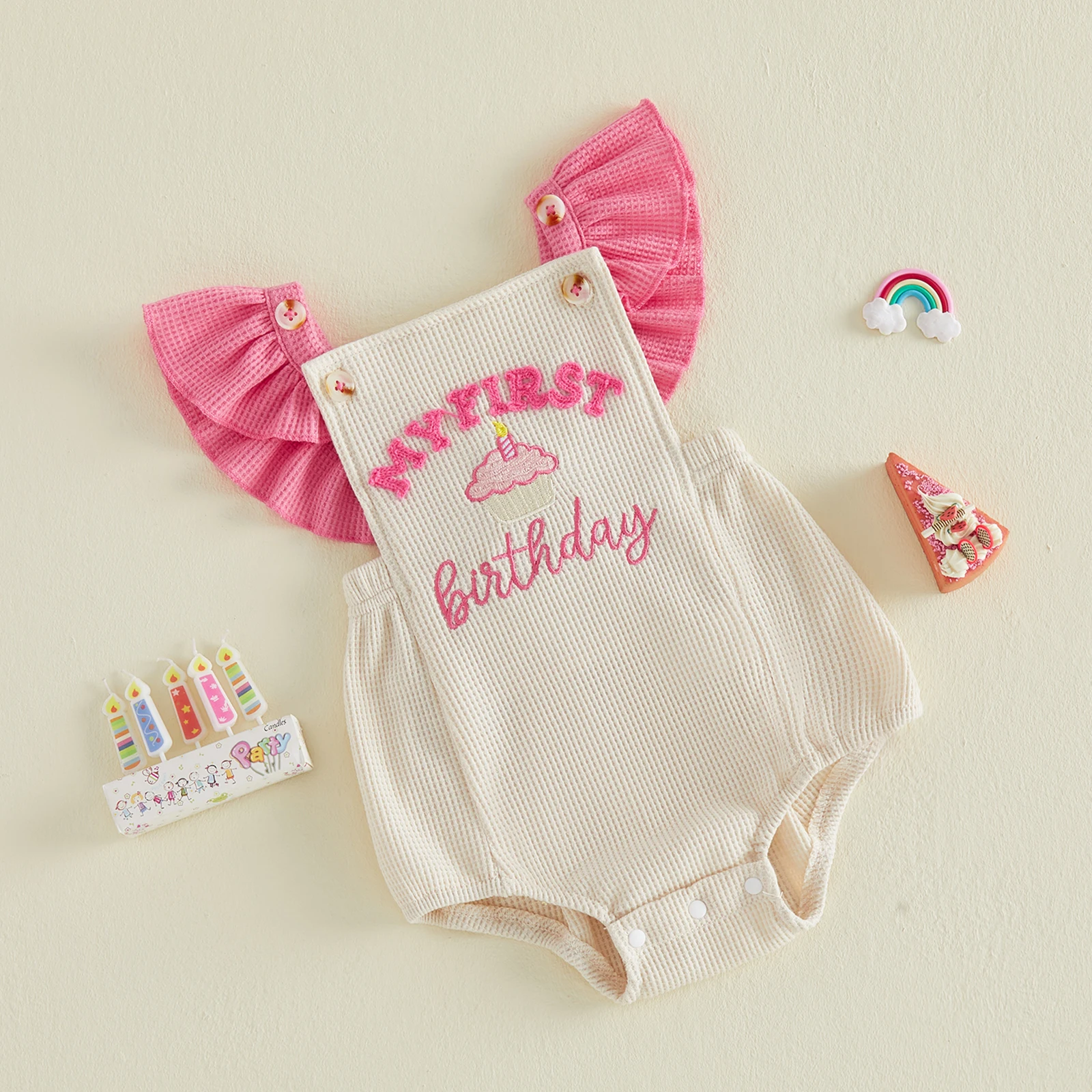 Mono de bebé niña sin mangas bordado letras tartita verano cumpleaños - imagen 3