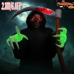 Figura inflable de Halloween con LED, segador macabro para jardín