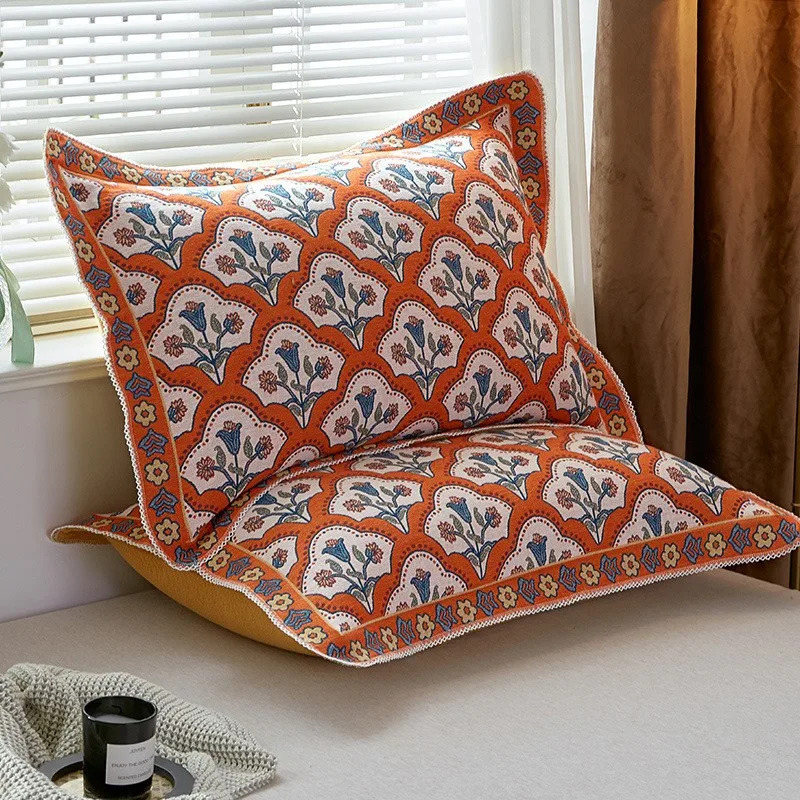 Funda de almohada muselina algodón con encaje y bordado - imagen 4