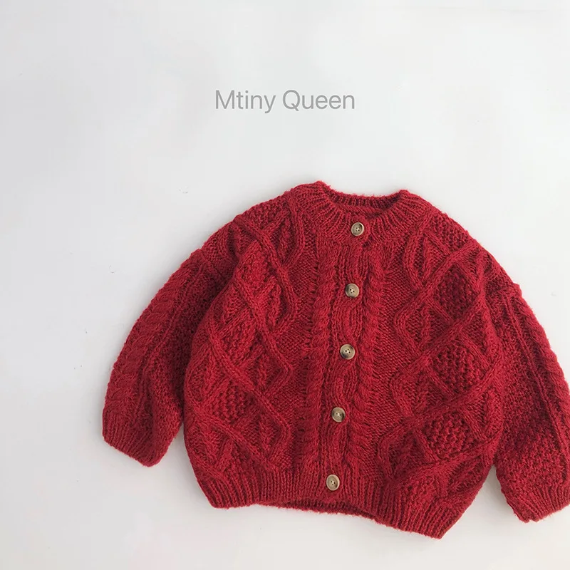 Tesoro Cárdigan de invierno para niña – Estilo coreano punto cáñamo - imagen 2