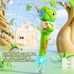 Máquina de burbujas de dinosaurio eléctrica portátil para niños