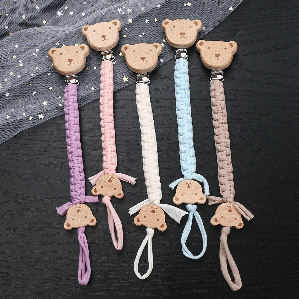 Cadena para chupete de bebé con animales de madera - imagen 4