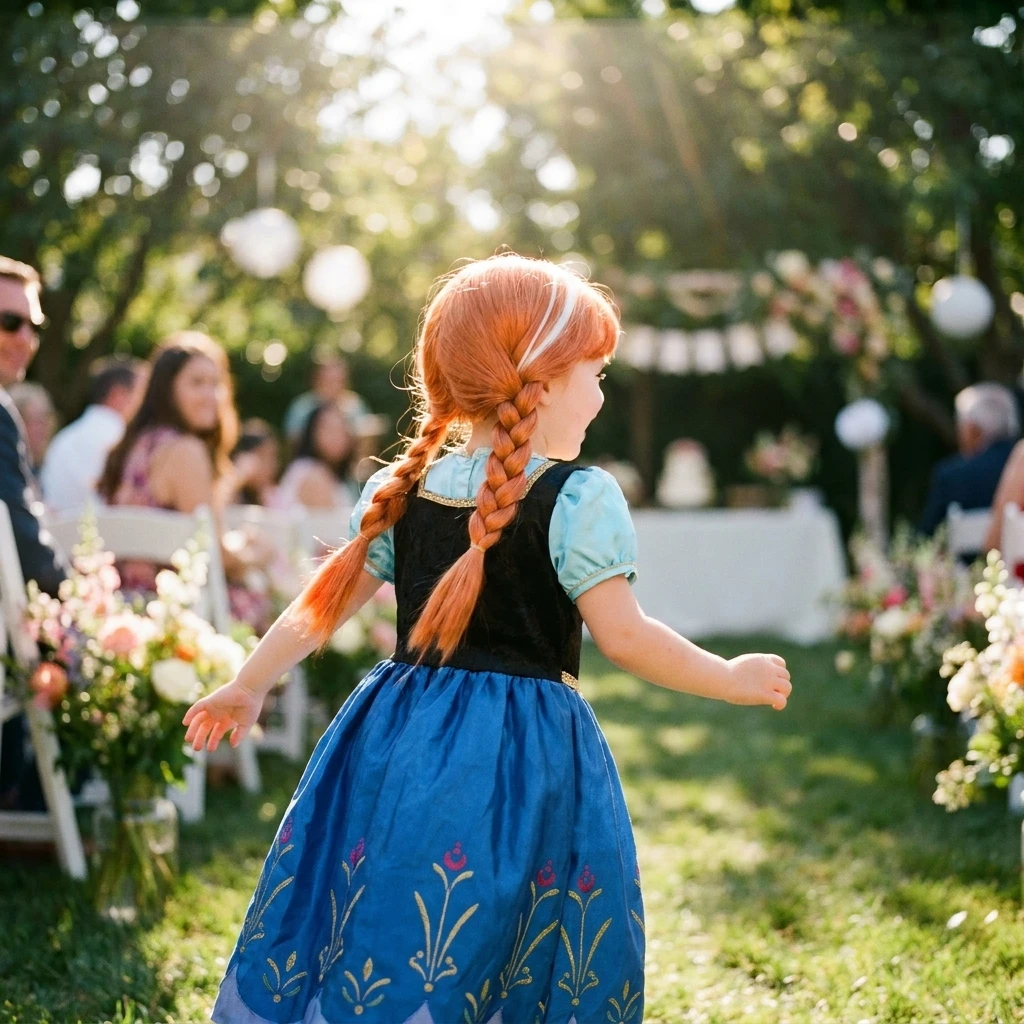 Peluca infantil de cosplay rojo anaranjado con flequillo y coletas - imagen 5