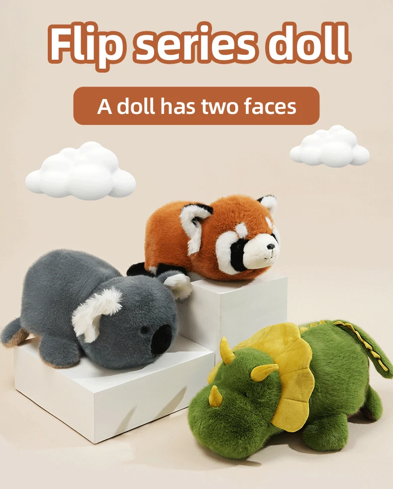 Peluche transformable Kawaii CONUSEA mostrando sus dos caras