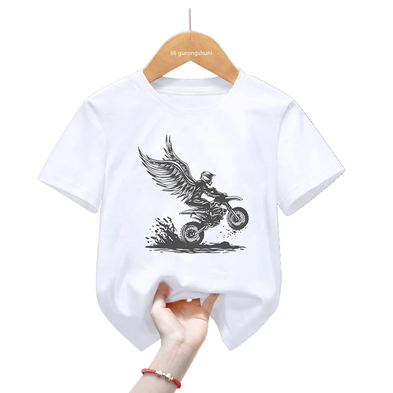 Camiseta de motocross para niños – Estampado fresco de verano