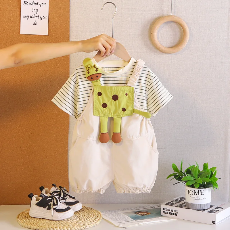 Conjunto de verano bebé a rayas: camiseta manga corta y bermuda - imagen 4