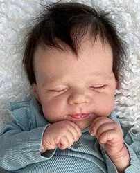 Muñeca reborn NPK hecha a mano, bebé dormido de pelo enraizado
