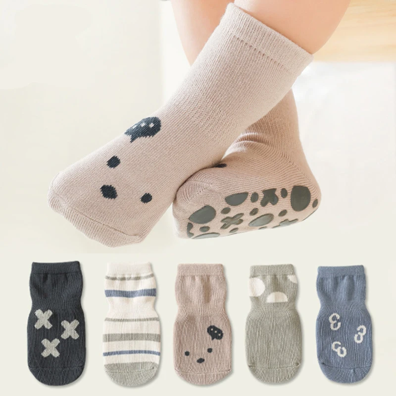 Calcetines antideslizantes de algodón para bebé, invierno y paseo