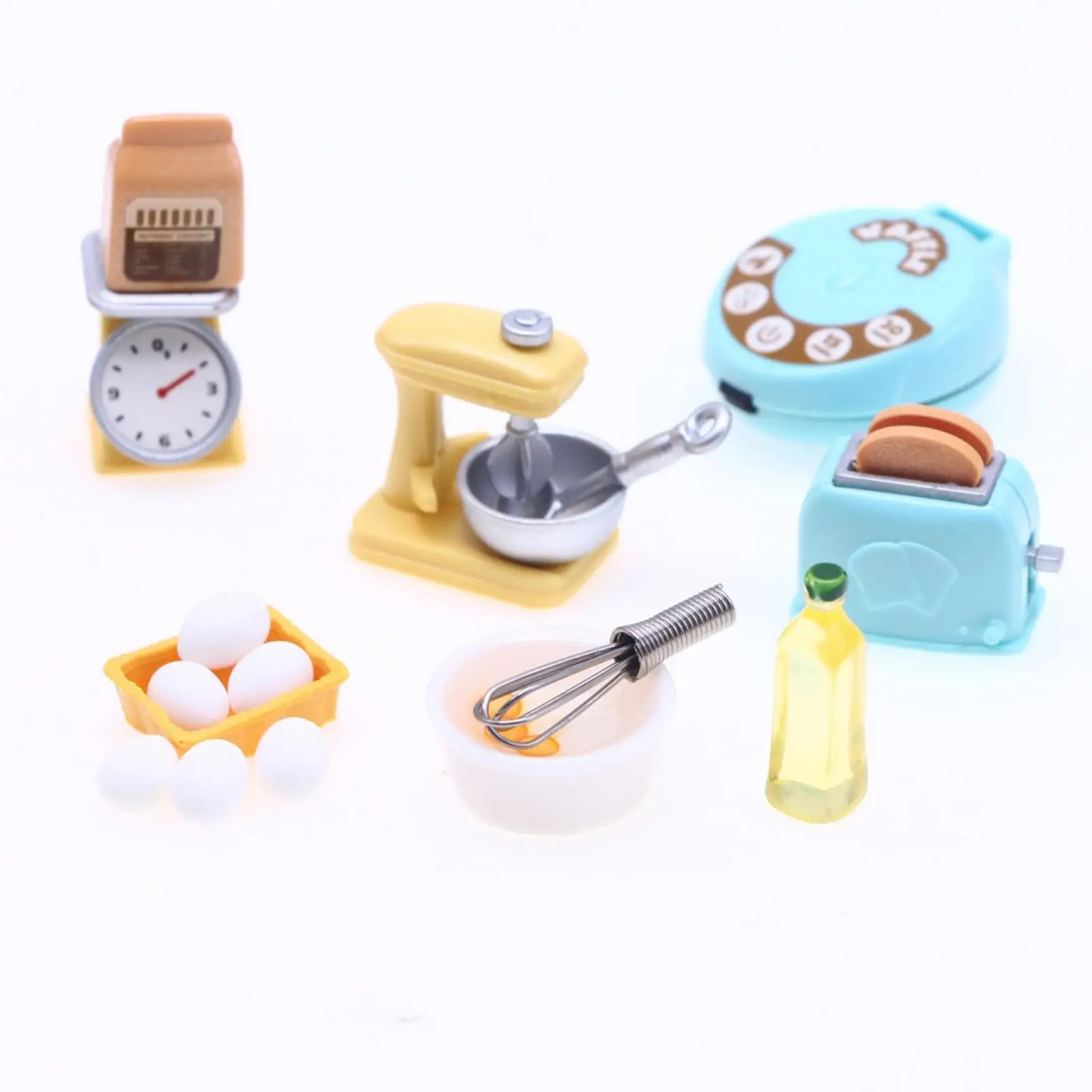 Juego de cocina en miniatura para casa de muñecas con tostadora - imagen 4