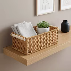 Cesta organizadora estilo escandinavo con mimbre plástico tejido a mano