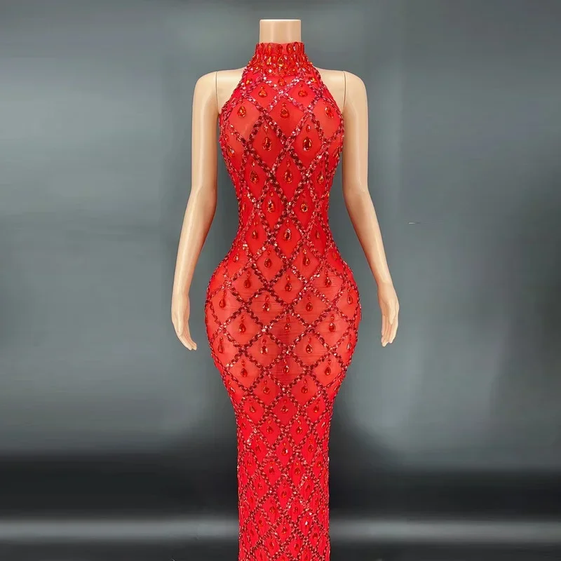 Vestido de maternidad de noche con pedrería brillante para fotos - imagen 4