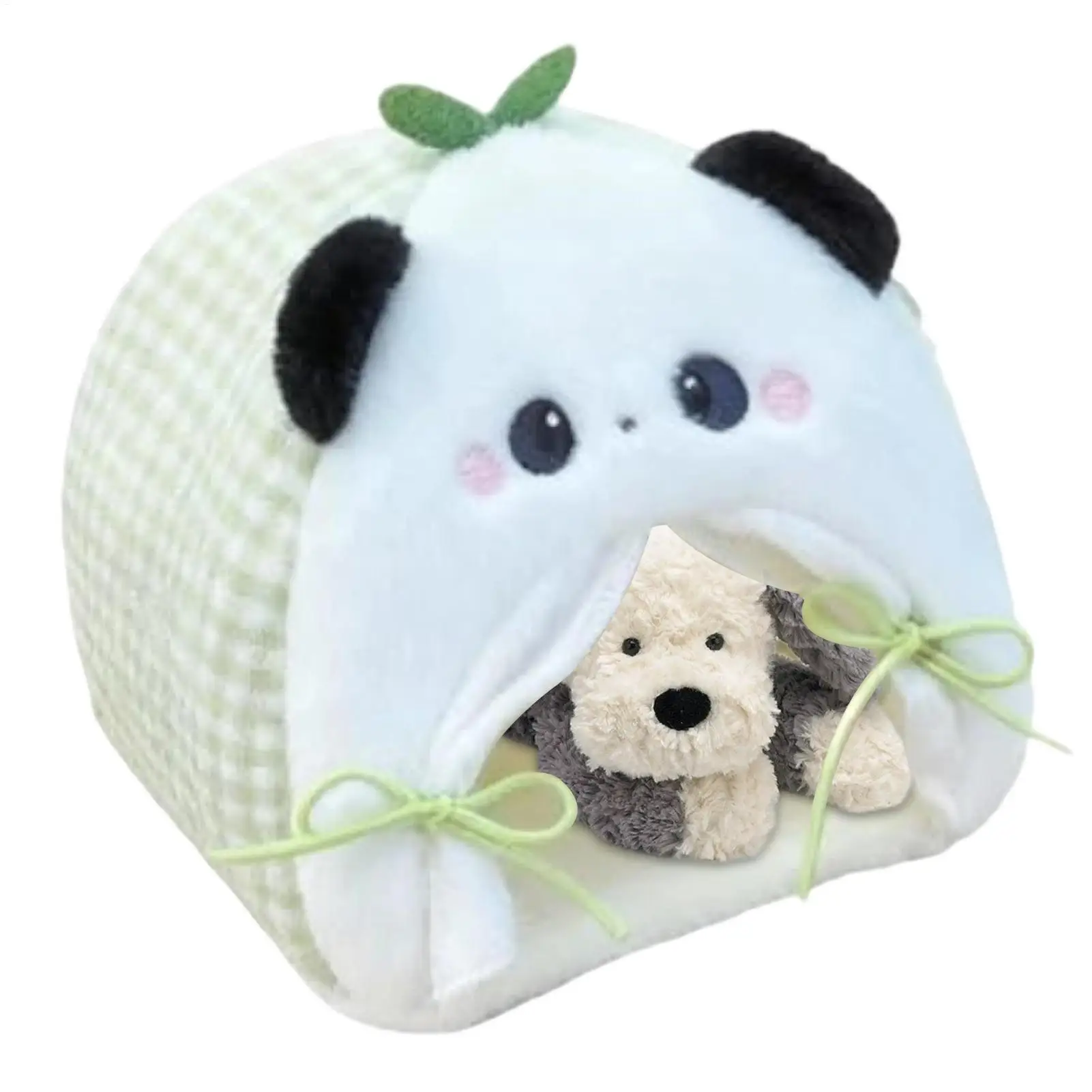 Cama de muñeca estilo panda con tienda de campaña