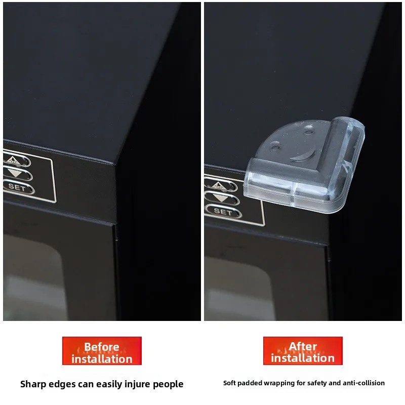 Protector anticolisión de mesa con esquinas de silicona transparente