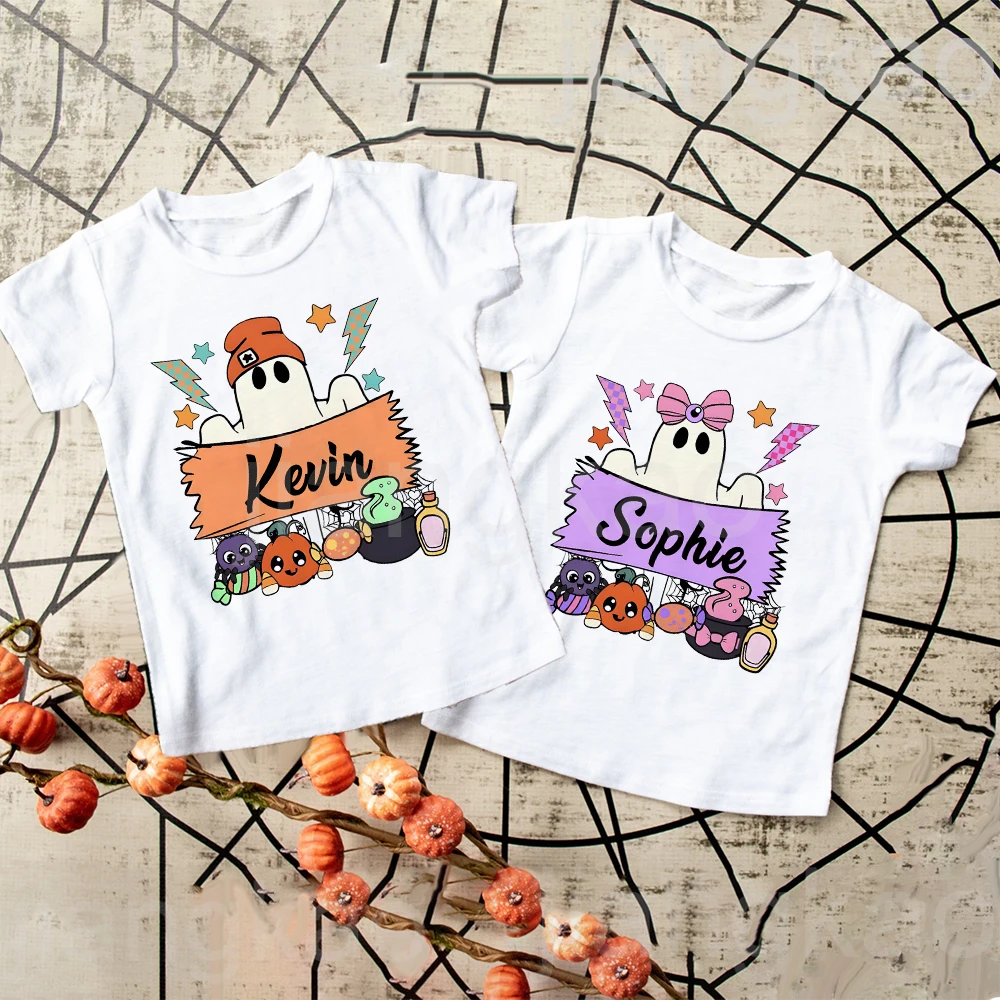 Camisa personalizada con nombre para niños - fantasma Halloween