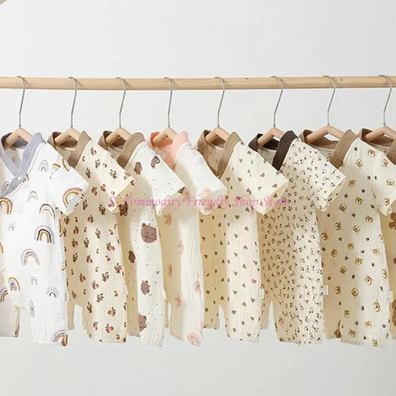 85AE Mameluco de muselina para bebé con abertura lateral unisex - imagen 3