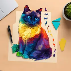 Rompecabezas de madera de gato con piezas irregulares