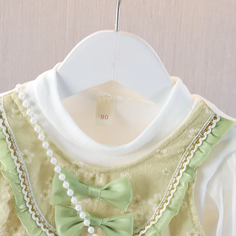 Vestido de manga larga con estampado floral para niña primavera - imagen 5