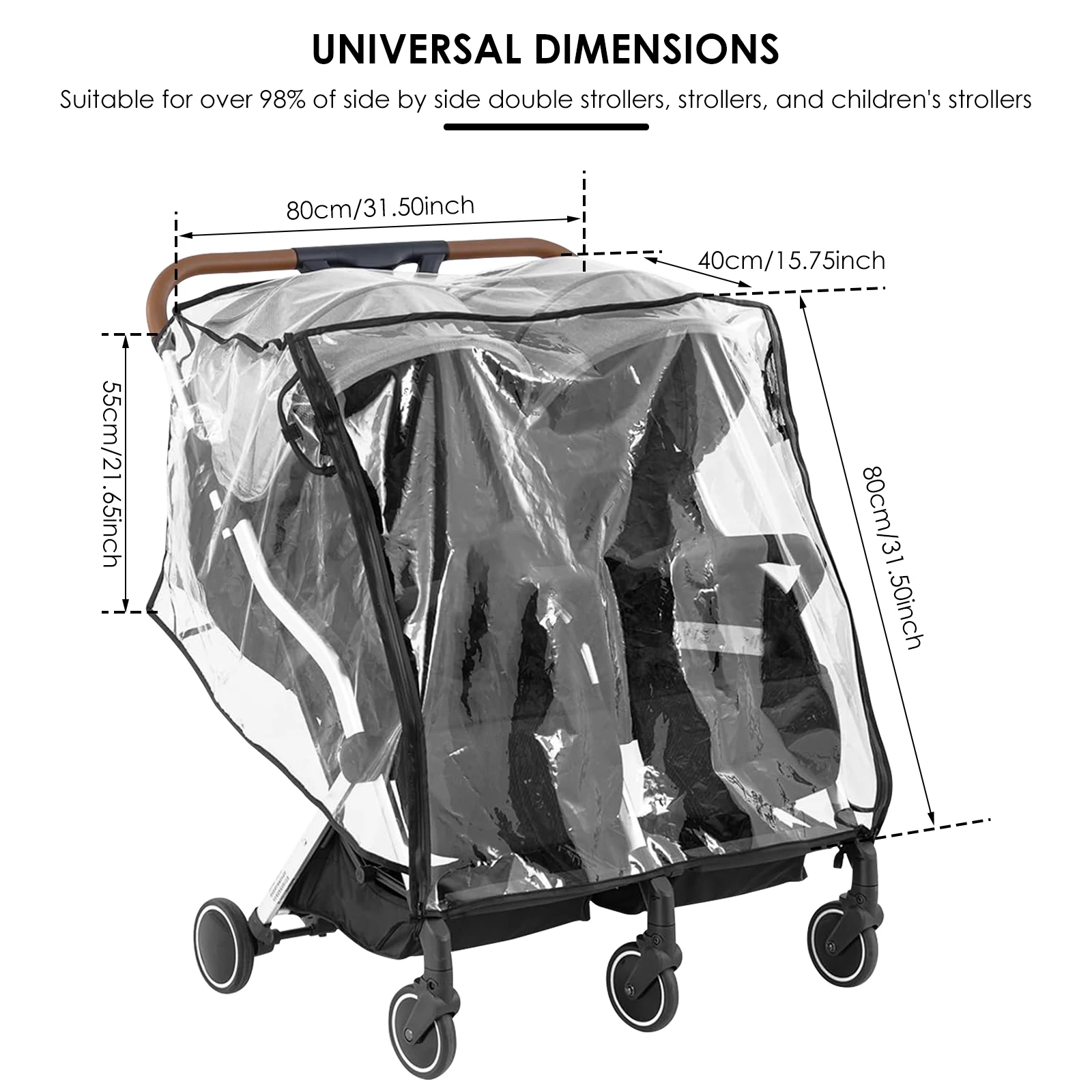 Cubierta impermeable transparente para cochecito contra viento y polvo