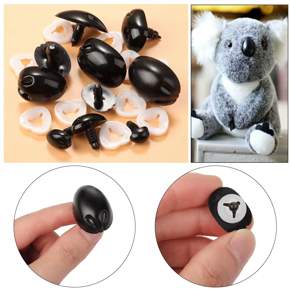 Kit de narices ovaladas de plástico negras de varios tamaños