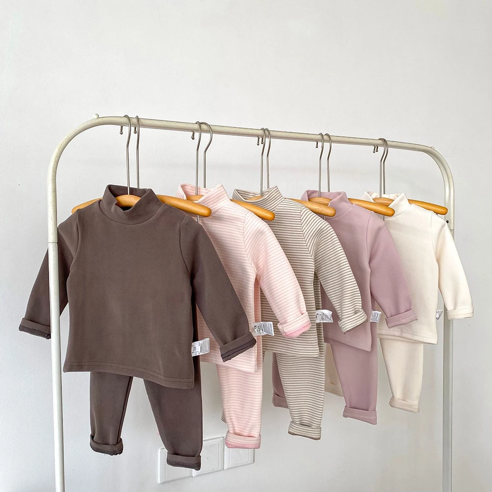 Pantalones cálidos de color liso para bebé niño y niña - imagen 2