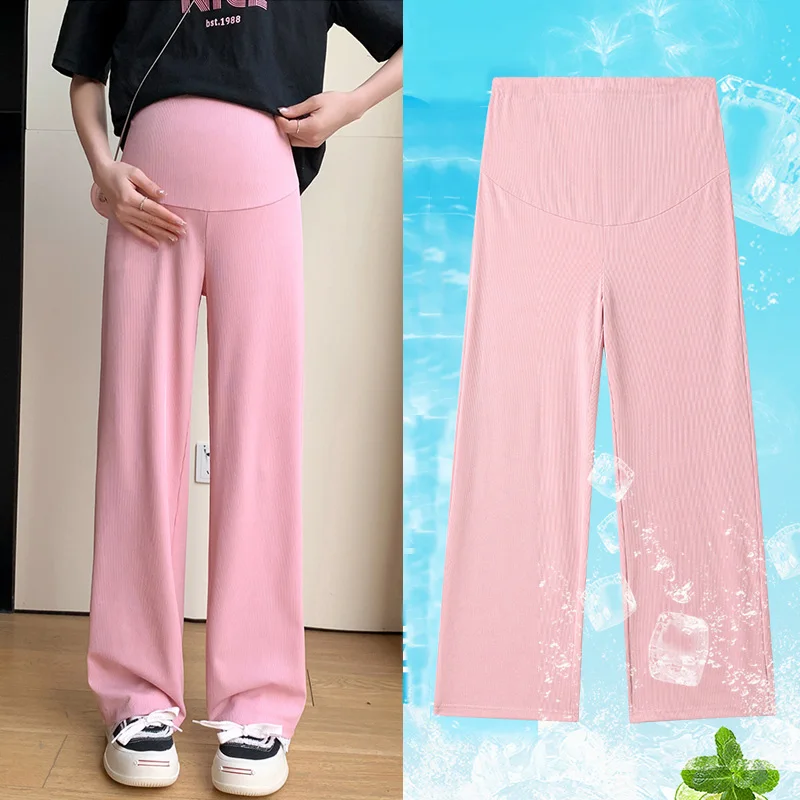 Pantalones palazzo de maternidad, pierna ancha con cordón - imagen 2
