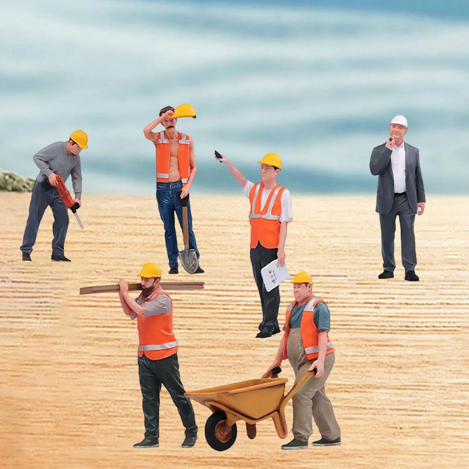 Figuras trabajadores de construcción en resina para casas de muñecas - imagen 3
