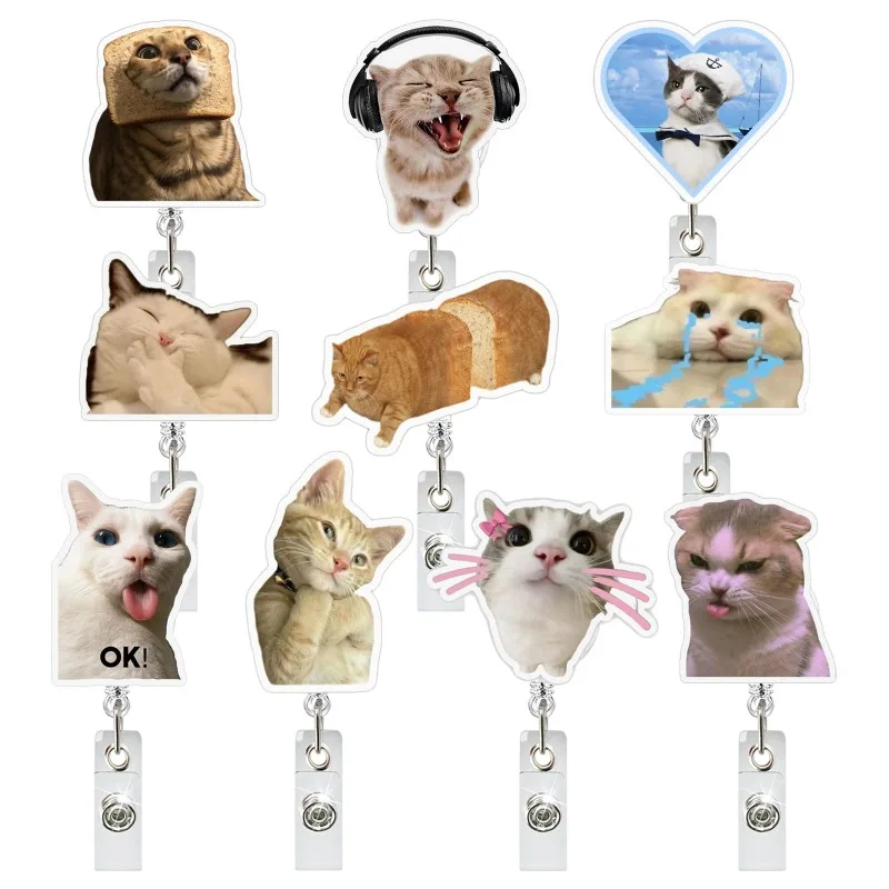 Porta carnet retráctil 360 con clip cocodrilo gato emoticono - imagen 2