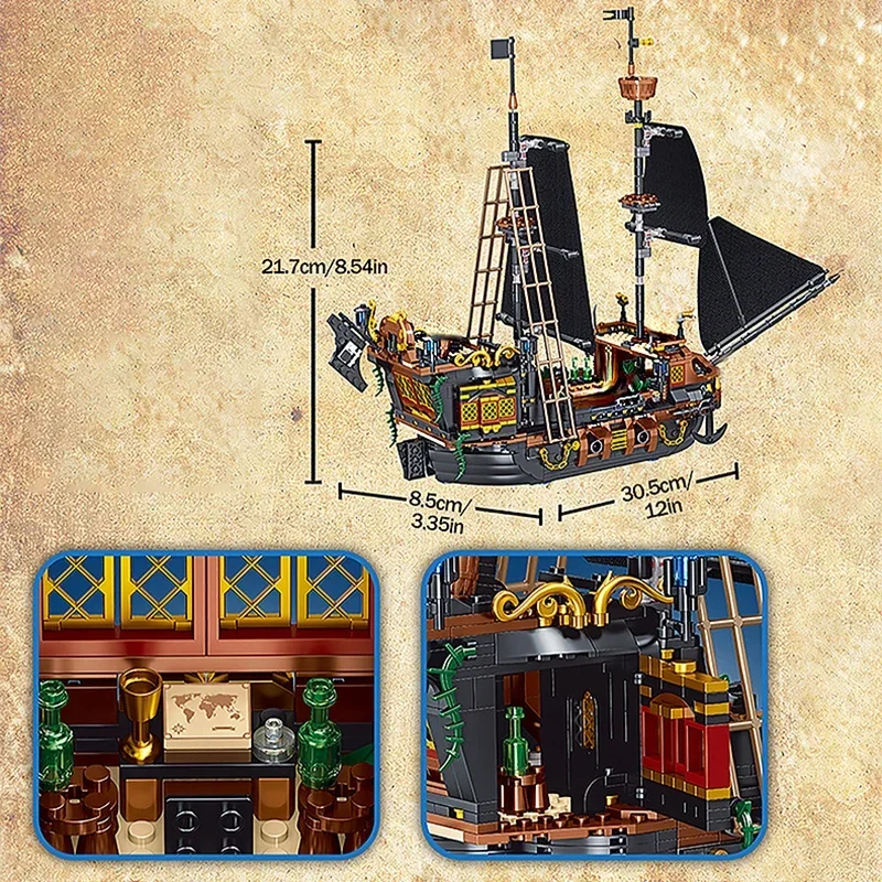 Bloques de barco pirata: velero de construcción para decorar - imagen 2