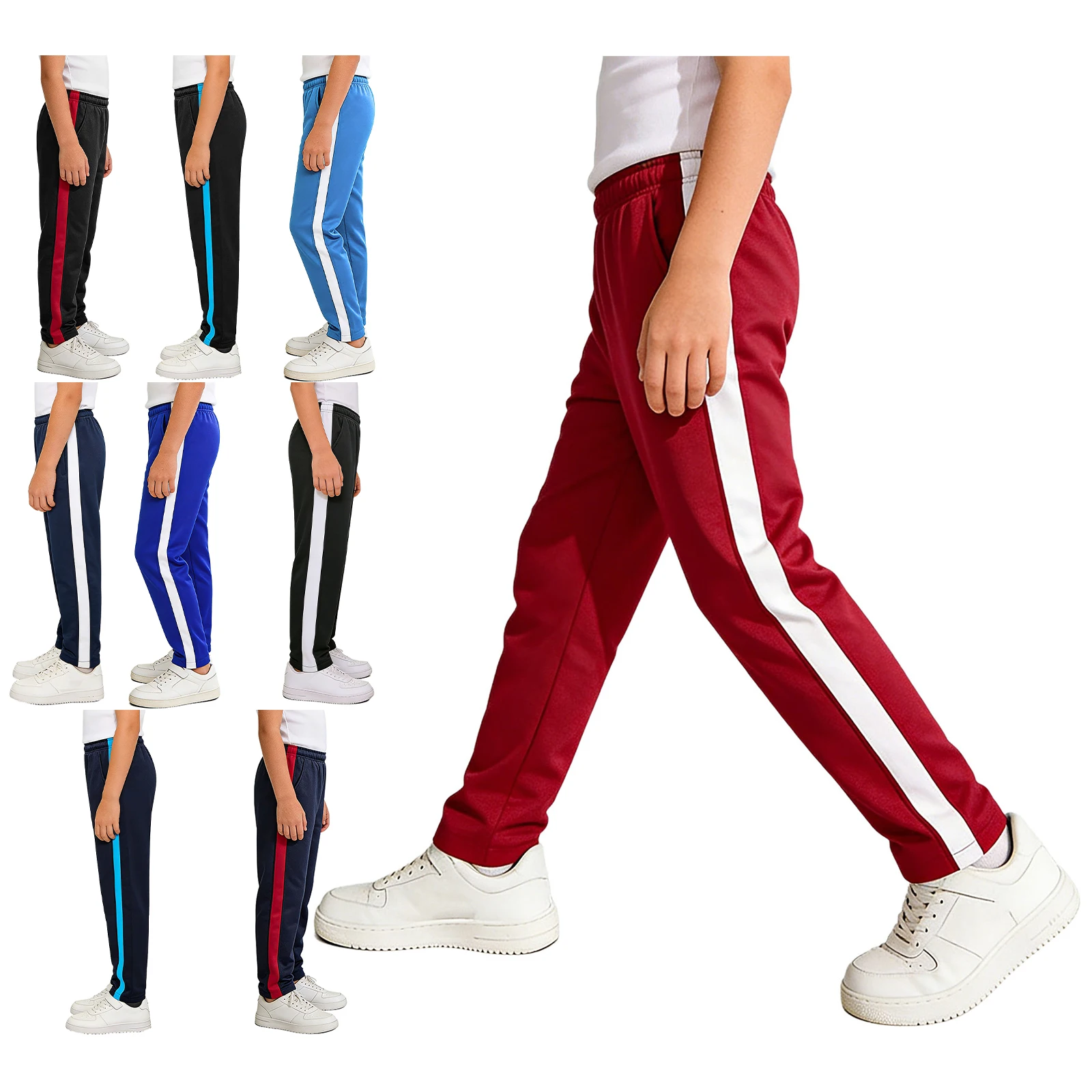Pantalones deportivos unisex con rayas – Cintura elástica y bolsillos - imagen 3