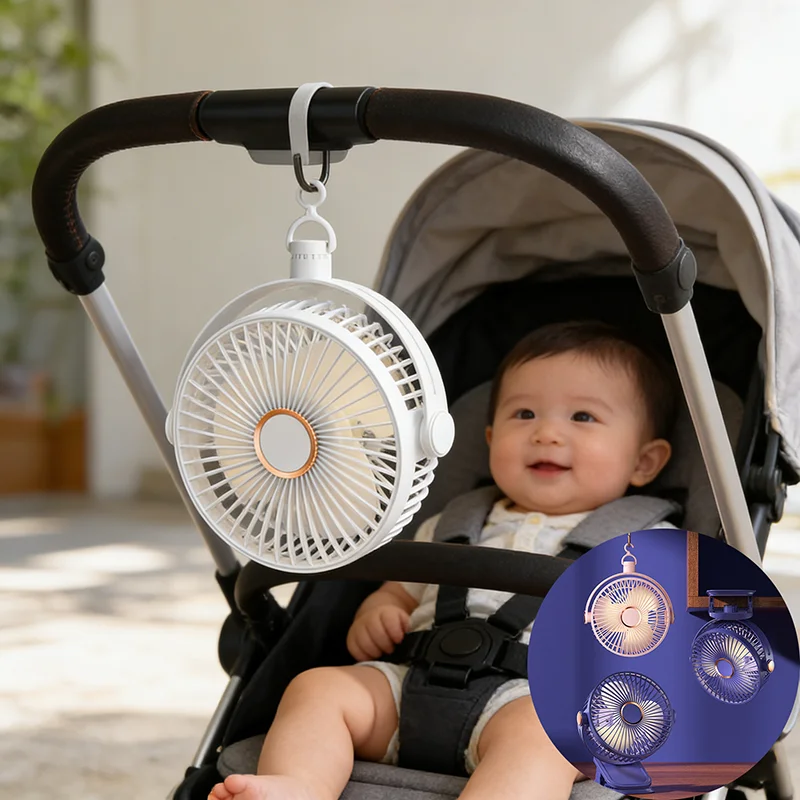 Ventilador para cochecito de bebé colgante silencioso con clip - imagen 2