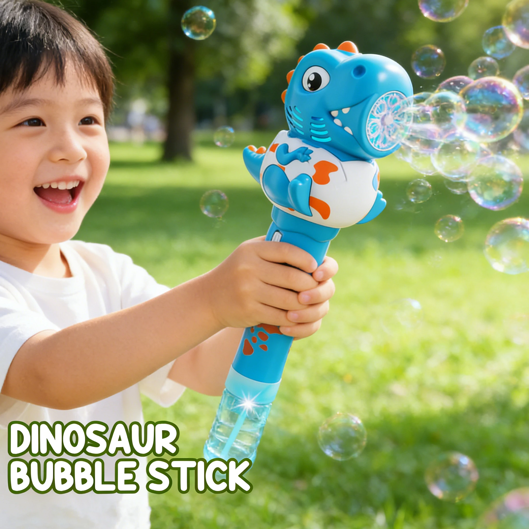 Pistola eléctrica de burbujas con luz temática dinosaurios para niños - imagen 5