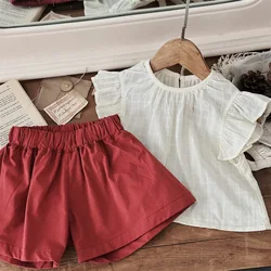 Camisa de verano para niña con manga acampanada estilo básico