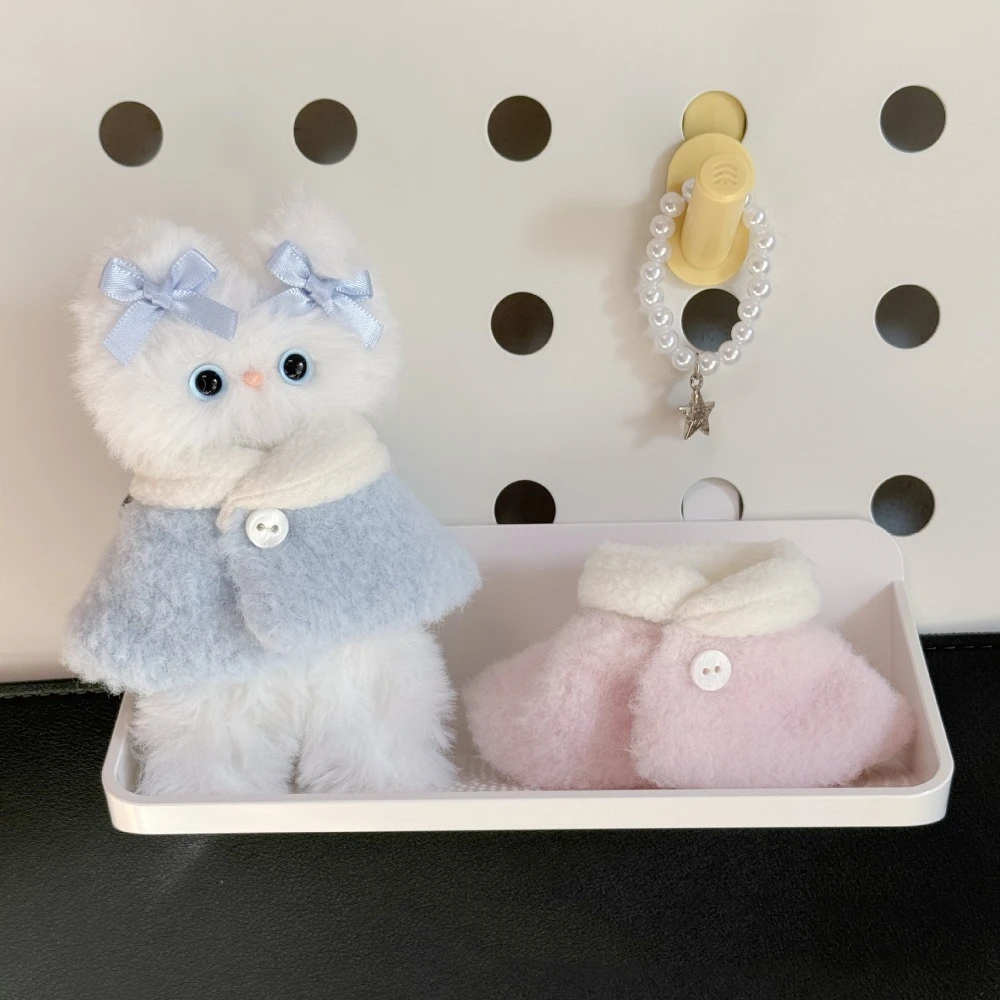 Abrigo felpa a cuadros para muñecas-peluche conjunto cómodo y práctico - imagen 3